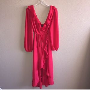 CLASSY FLOWY RED DRESS